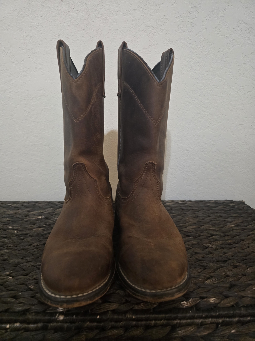Laredo Vintage Distressed Brown Leather Roper Western Cowboy Boots Women's 7